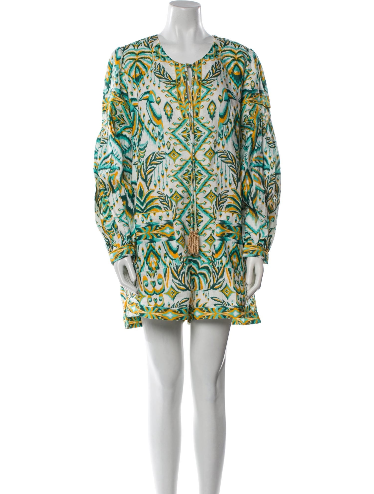 Farm Rio Linen Printed Romper w/ Tags