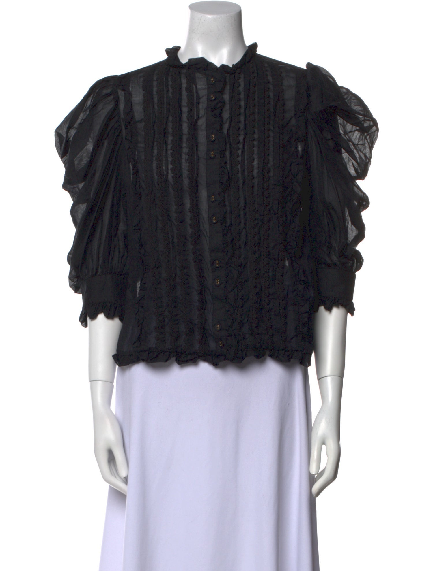 Farm Rio Mock Neck Three-Quarter Sleeve Blouse