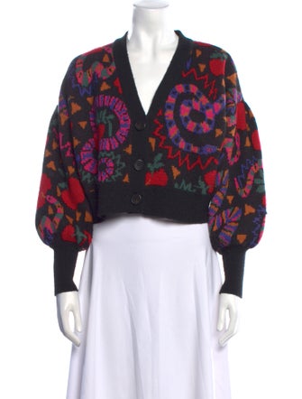 Farm Rio Printed V-Neck Sweater