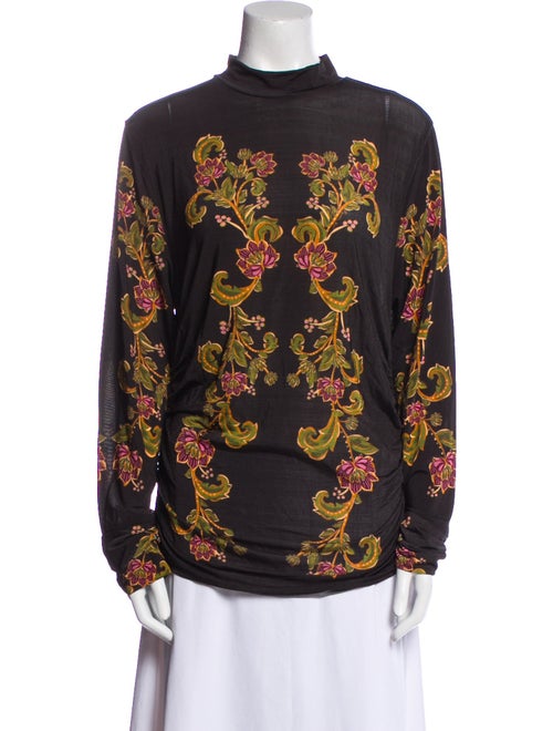 Farm Rio Floral Print Mock Neck Blouse