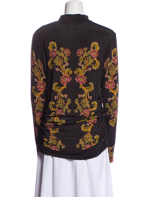 Farm Rio Floral Print Mock Neck Blouse