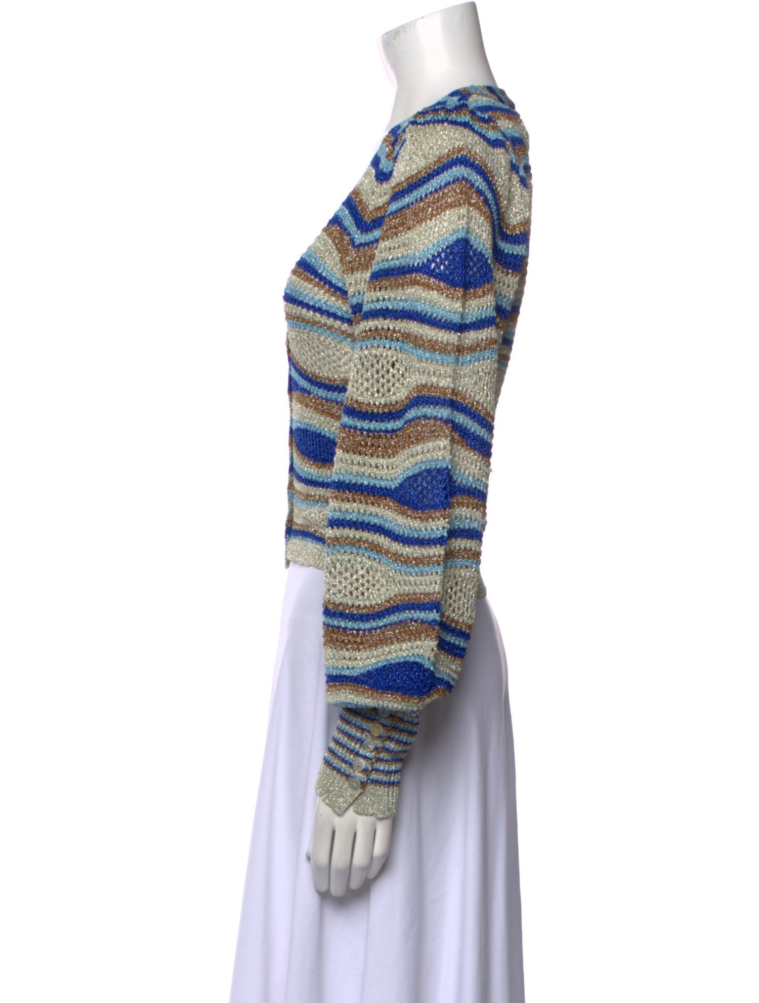 Farm Rio Striped V-Neck Sweater