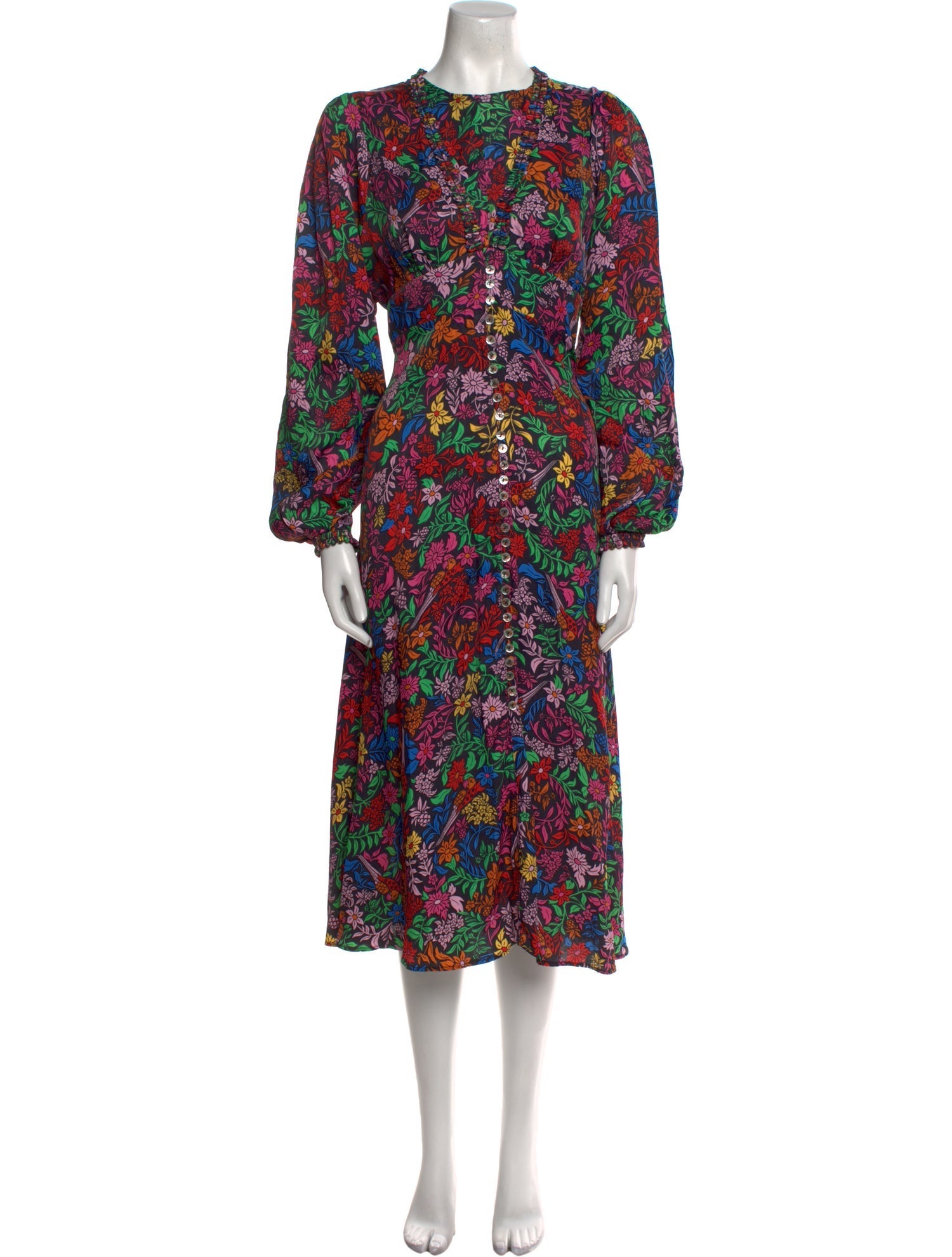 Farm Rio Floral Print Midi Length Dress