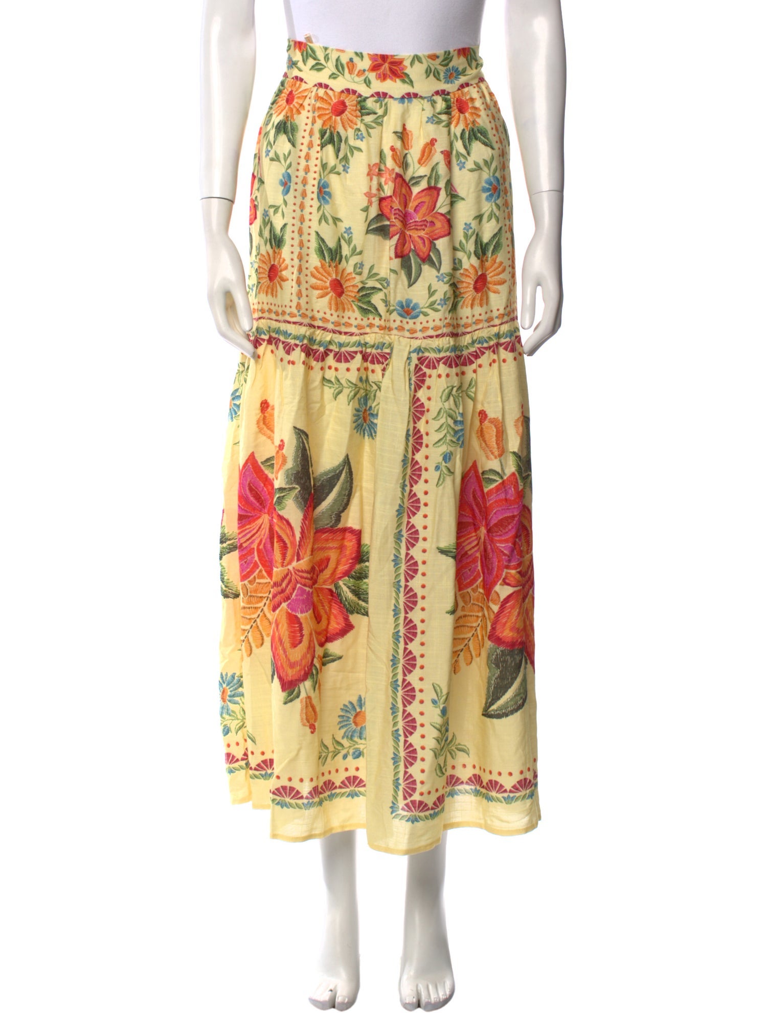 Farm Rio Floral Print Midi Length Skirt