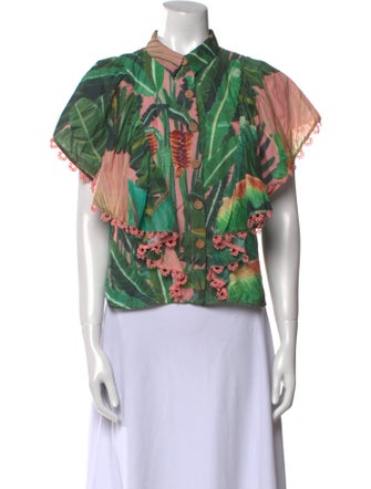 Farm Rio Floral Print Mock Neck Blouse