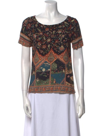 Farm Rio Paisley Print Bateau Neckline T-Shirt