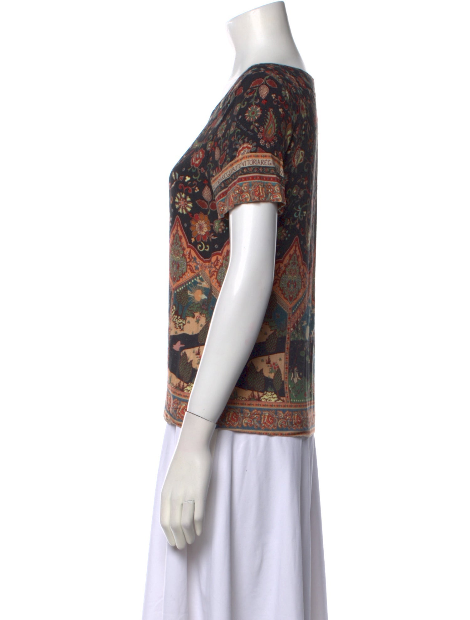 Farm Rio Paisley Print Bateau Neckline T-Shirt