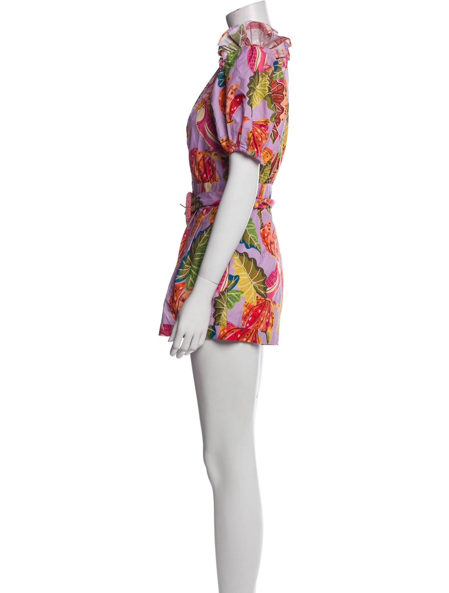 Farm Rio Printed Plunge Neckline Romper