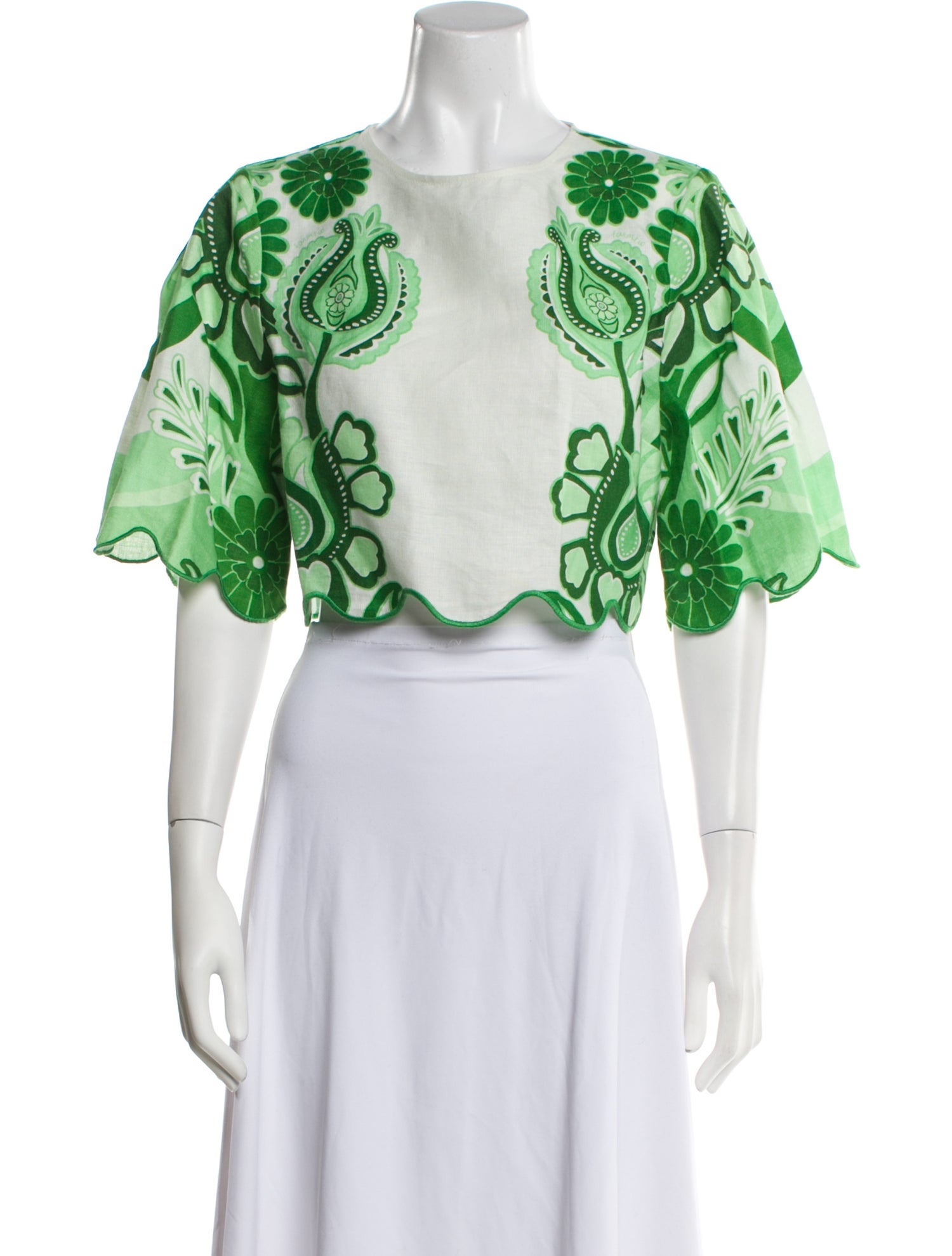 Farm Rio Linen Floral Print Crop Top