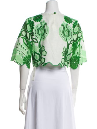 Farm Rio Linen Floral Print Crop Top