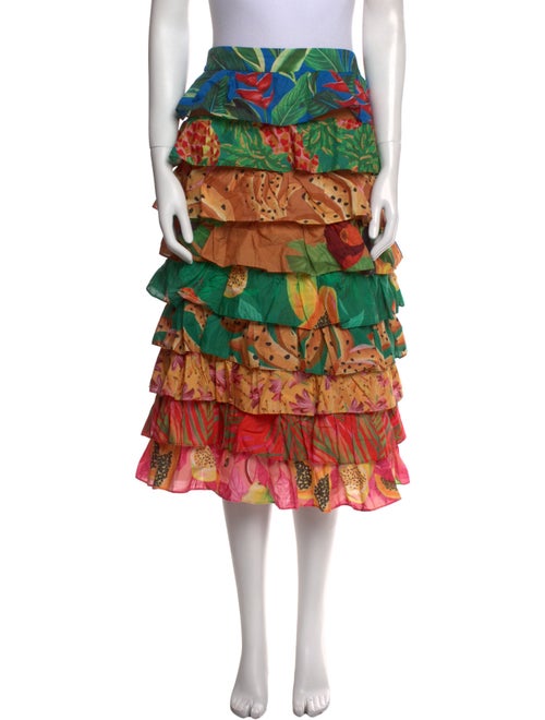 Farm Rio Floral Print Midi Length Skirt