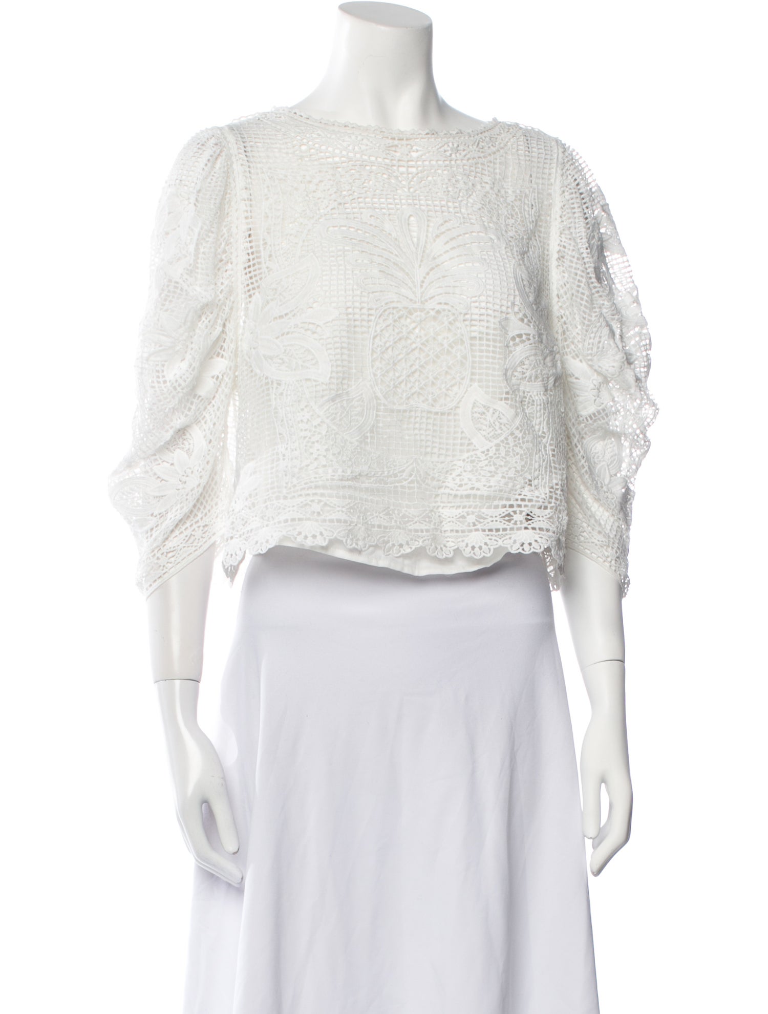 Farm Rio Scoop Neck Three-Quarter Sleeve Crop Top