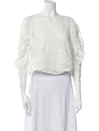 Farm Rio Scoop Neck Three-Quarter Sleeve Crop Top