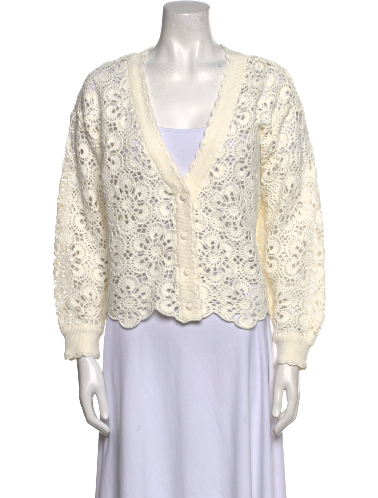 Farm Rio Lace Pattern V-Neck Sweater w/ Tags