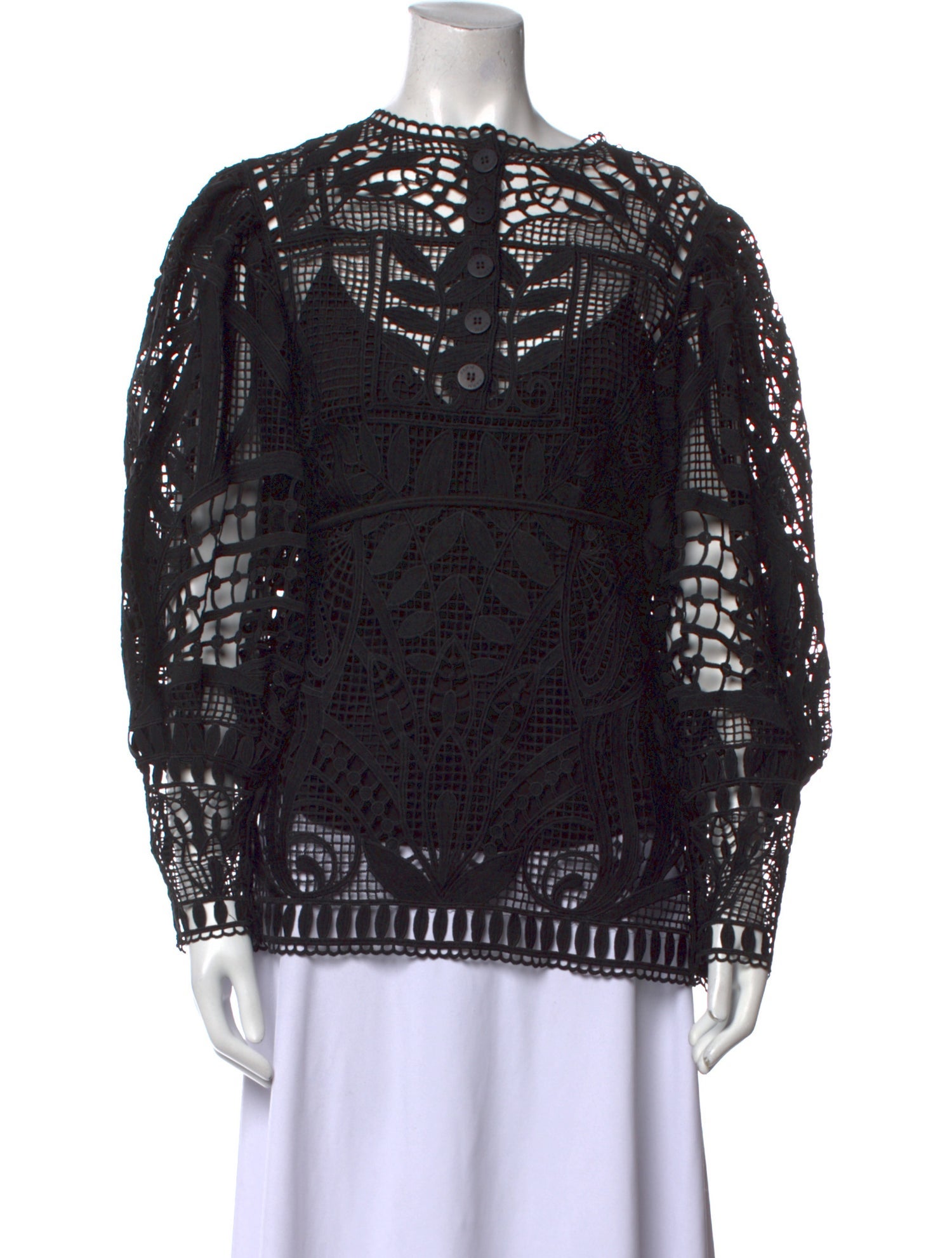 Farm Rio Lace Pattern Crew Neck Blouse