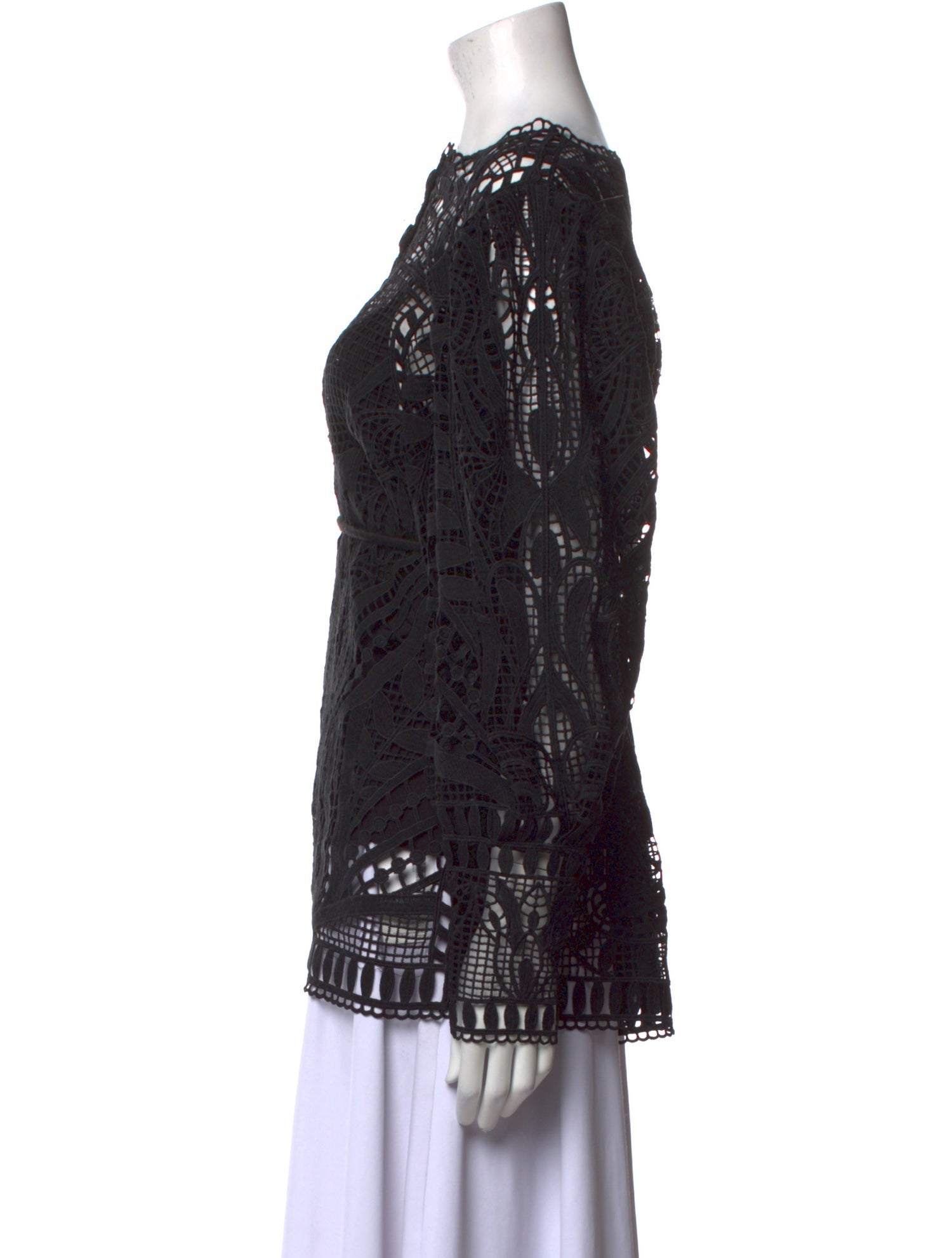 Farm Rio Lace Pattern Crew Neck Blouse