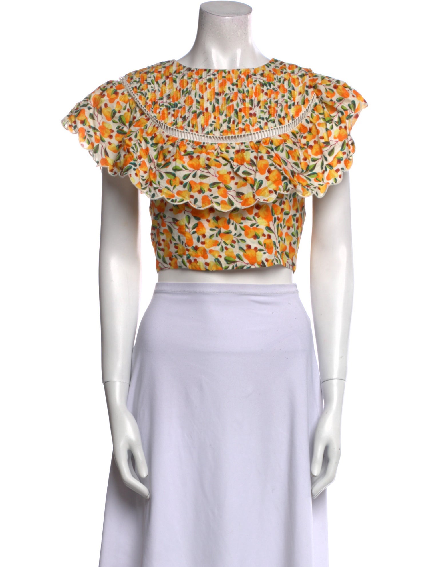 Farm Rio Printed Bateau Neckline Crop Top