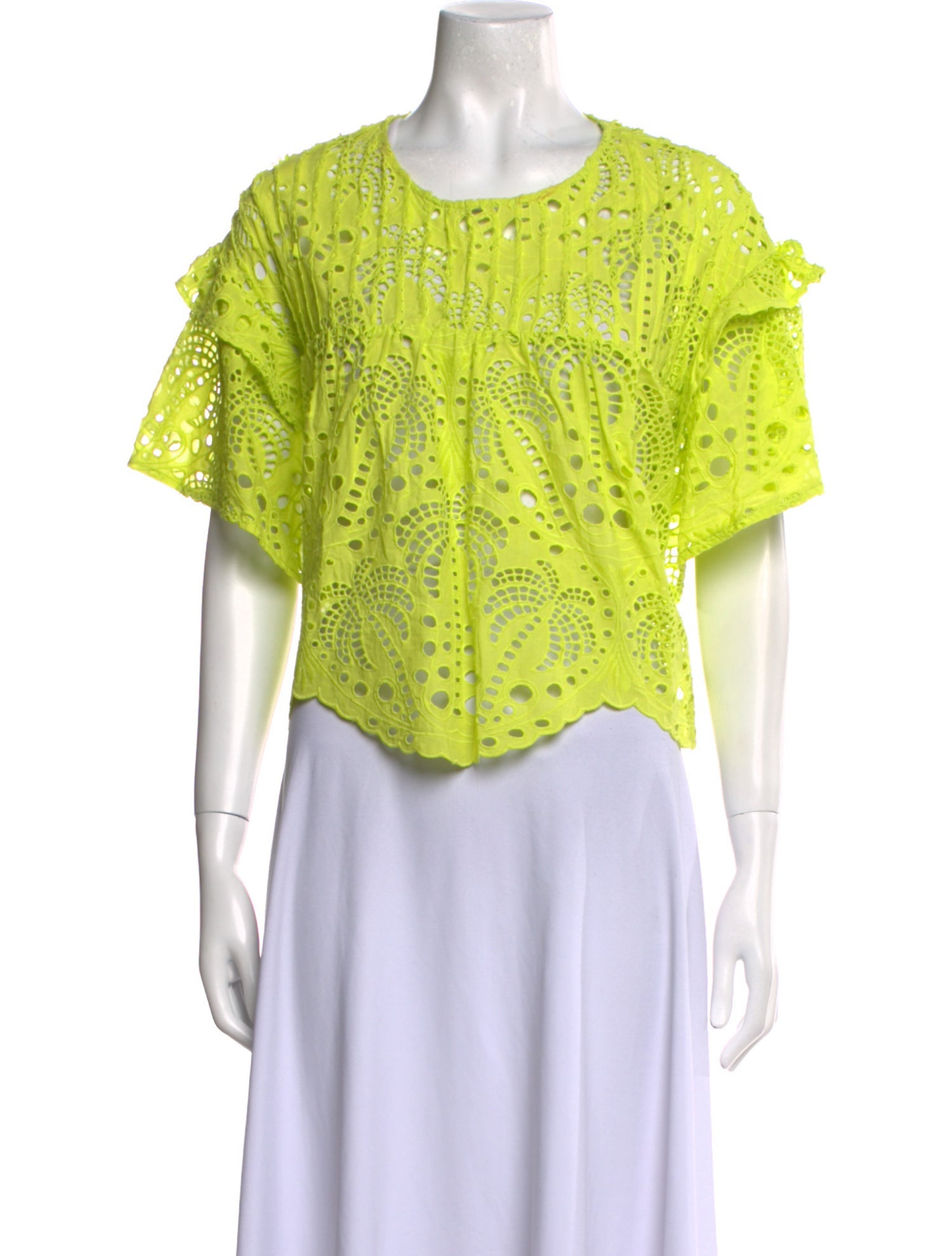 Farm Rio Crew Neck Short Sleeve Crop Top