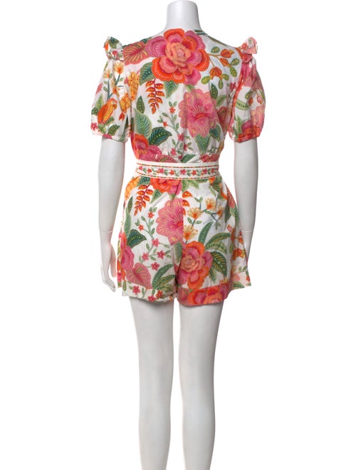 Farm Rio Floral Print Plunge Neckline Romper