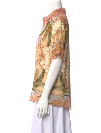 Farm Rio Silk Printed Button-Up Top w/ Tags