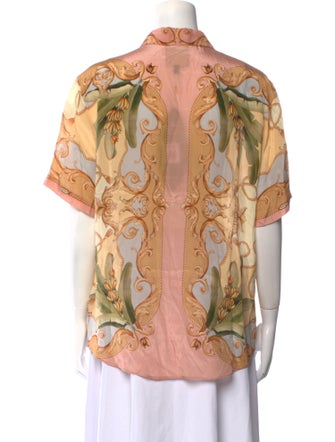 Farm Rio Silk Printed Button-Up Top w/ Tags