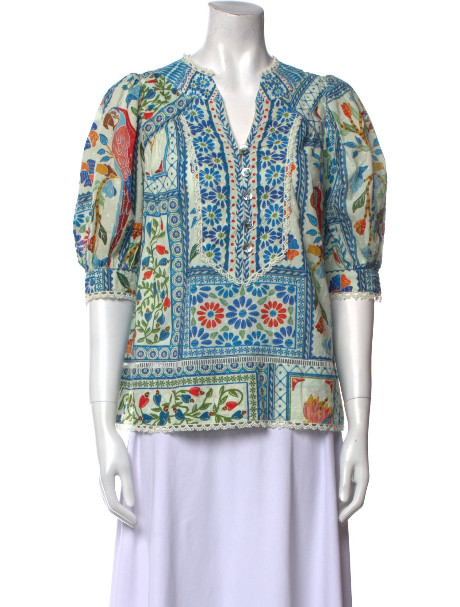 Farm Rio Paisley Print V-Neck Blouse