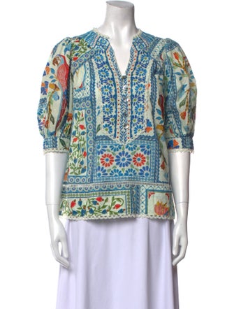 Farm Rio Paisley Print V-Neck Blouse