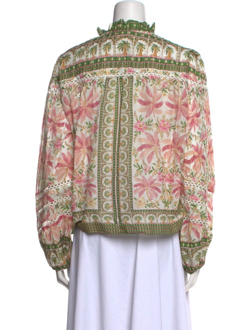 Farm Rio Printed Mock Neck Button-Up Top
