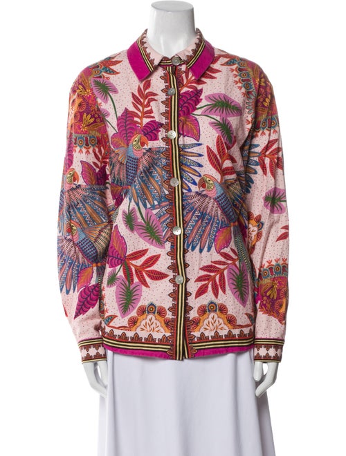 Farm Rio Printed Long Sleeve Button-Up Top