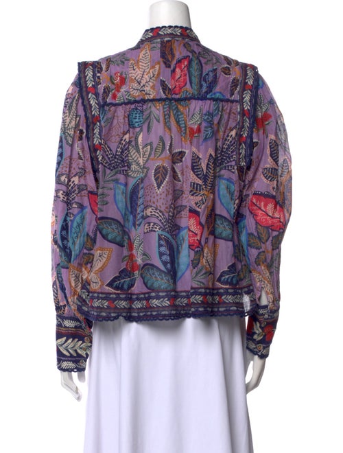 Farm Rio Paisley Print Mock Neck Button-Up Top