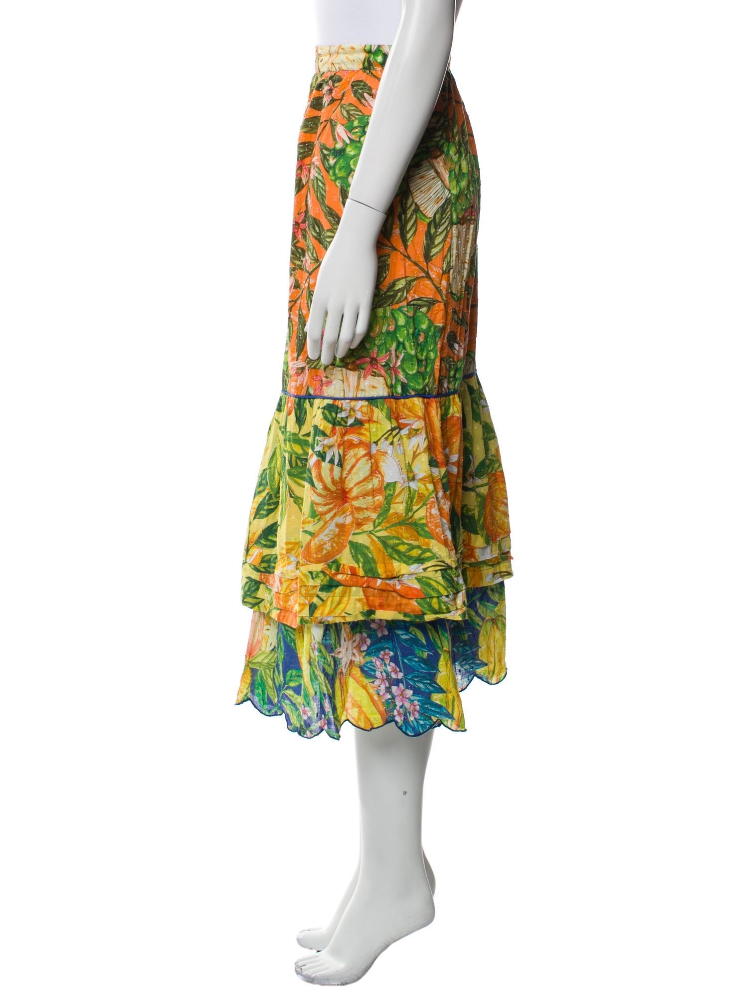 Farm Rio Floral Print Midi Length Skirt