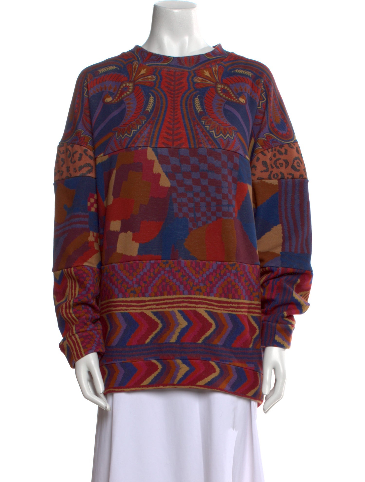 Farm Rio Printed Bateau Neckline Sweater