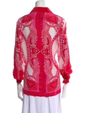 Farm Rio Paisley Print Tie Neck Button-Up Top