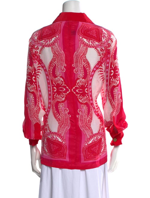 Farm Rio Paisley Print Tie Neck Button-Up Top