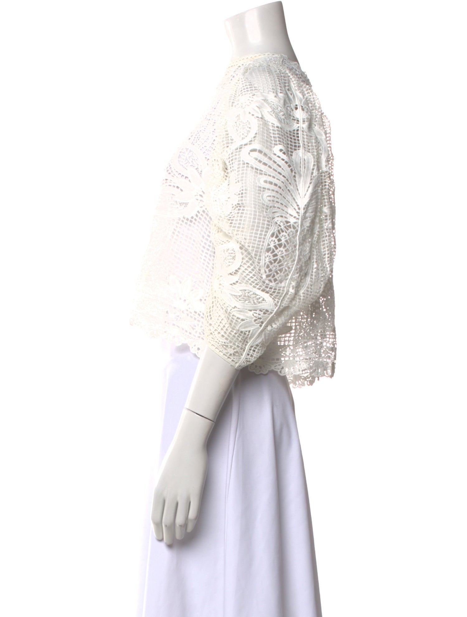 Farm Rio Eyelet Lace Pattern Crop Top