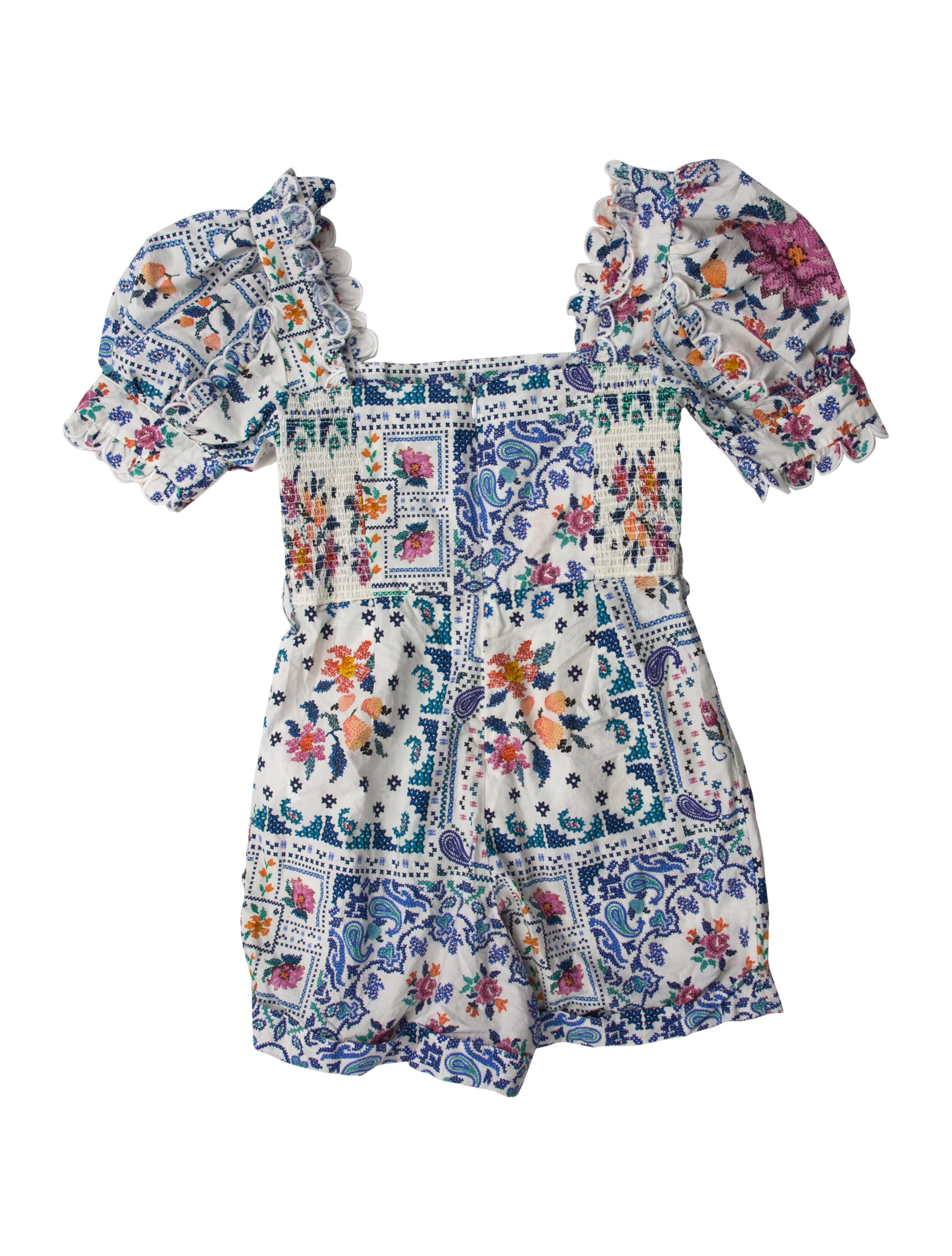 Farm Rio Printed Square Neckline Romper