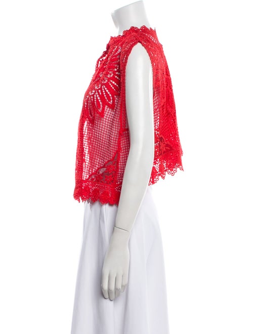 Farm Rio Lace Pattern Mock Neck Crop Top