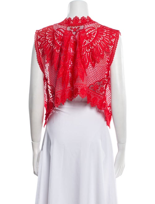 Farm Rio Lace Pattern Mock Neck Crop Top