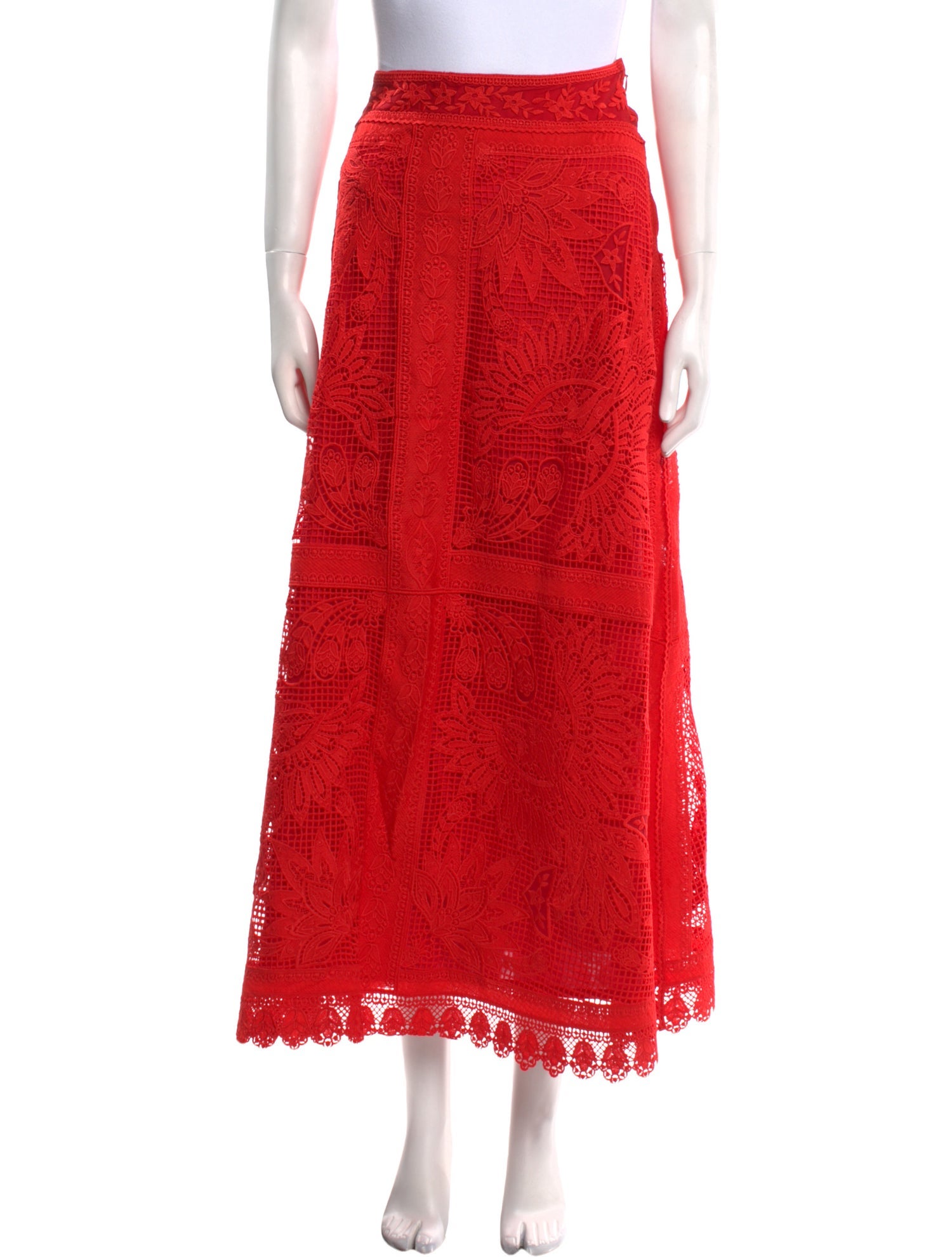 Farm Rio Lace Pattern Midi Length Skirt