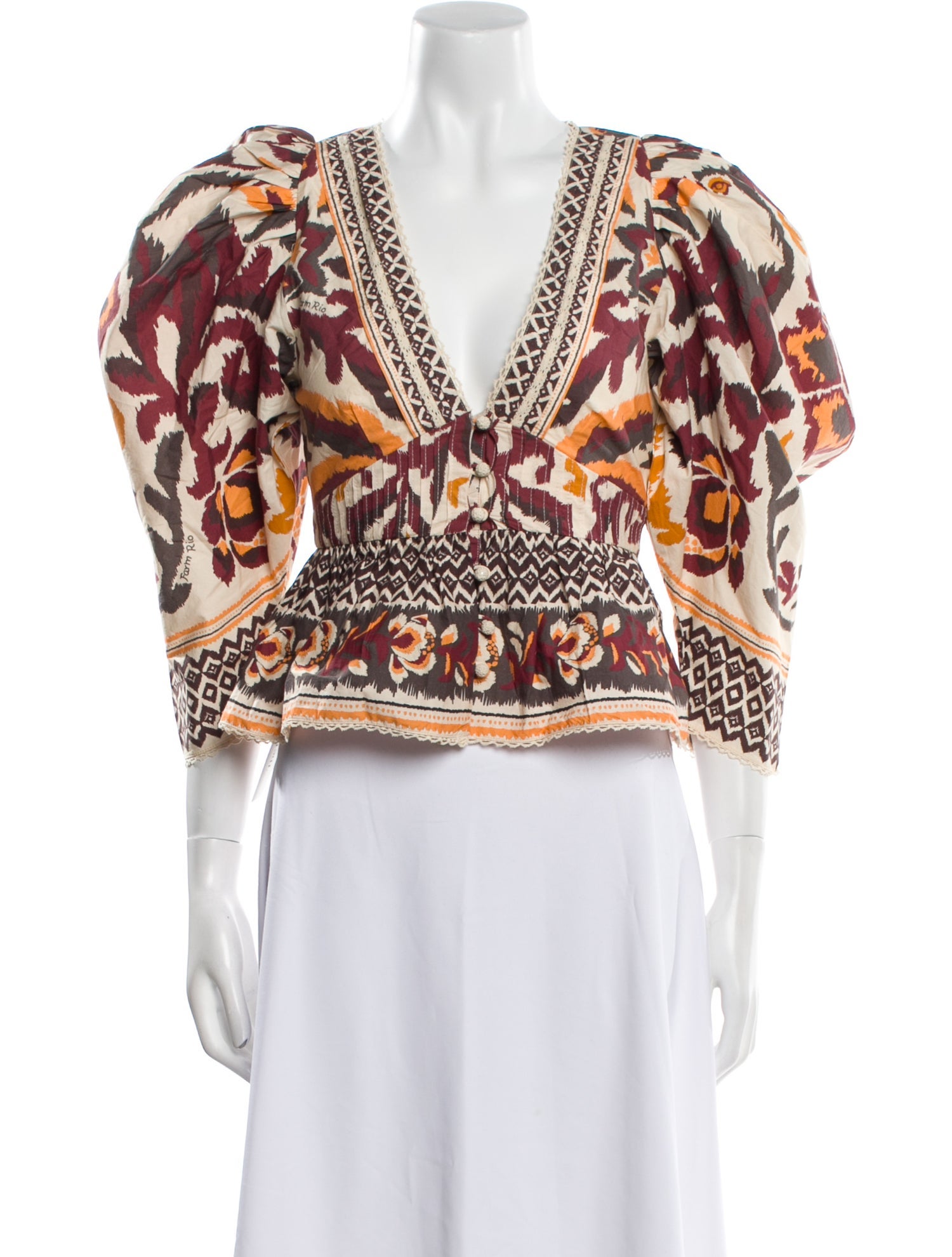 Farm Rio Printed V-Neck Crop Top w/ Tags