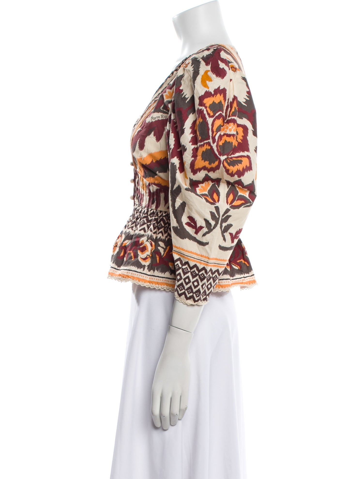 Farm Rio Printed V-Neck Crop Top w/ Tags