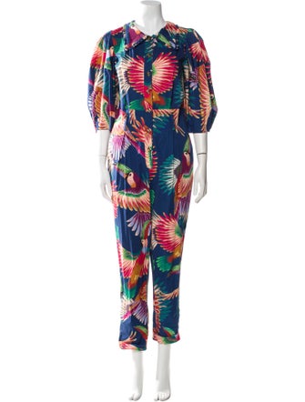 Farm Rio Printed Crew Neck Jumpsuit