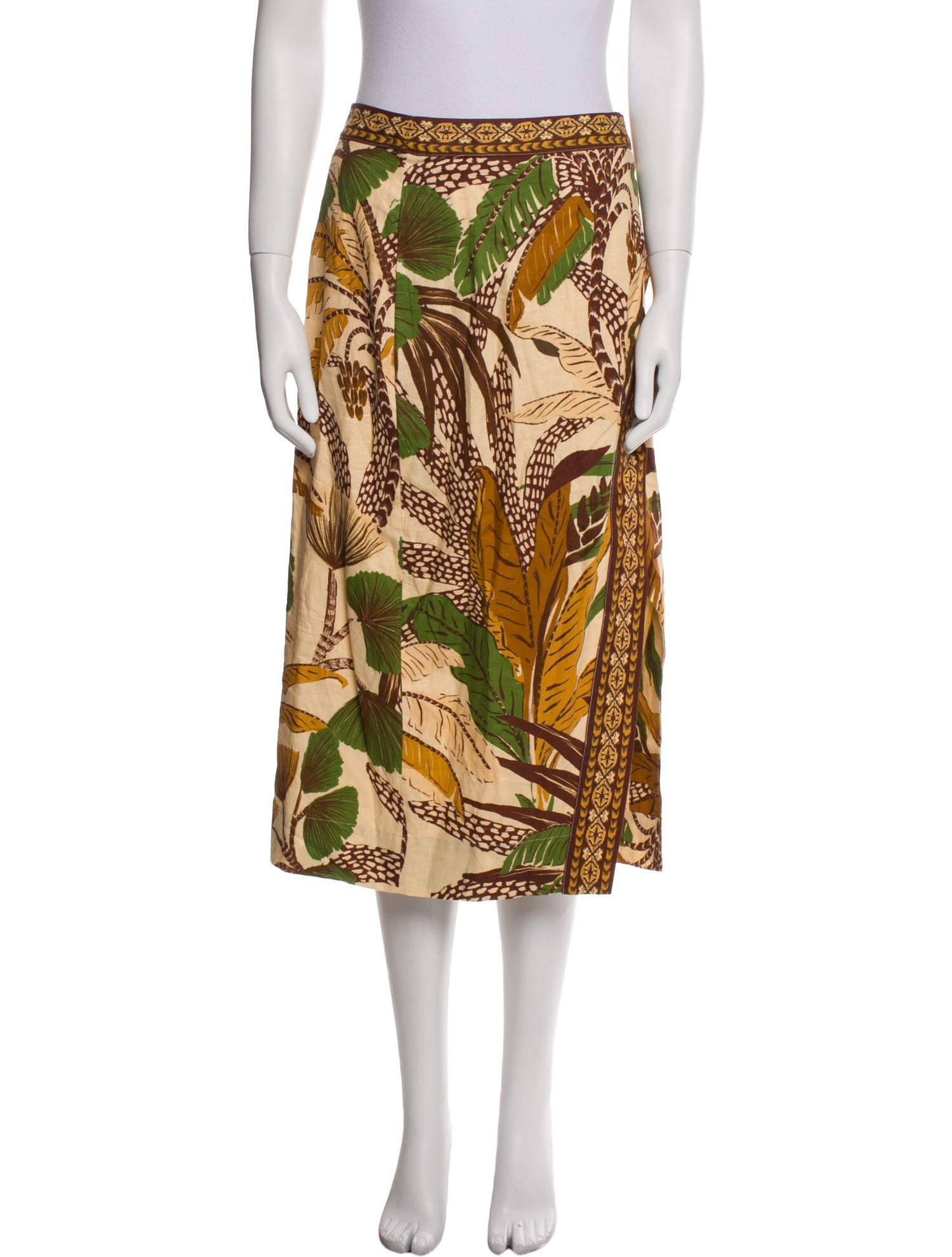 Farm Rio Linen Midi Length Skirt