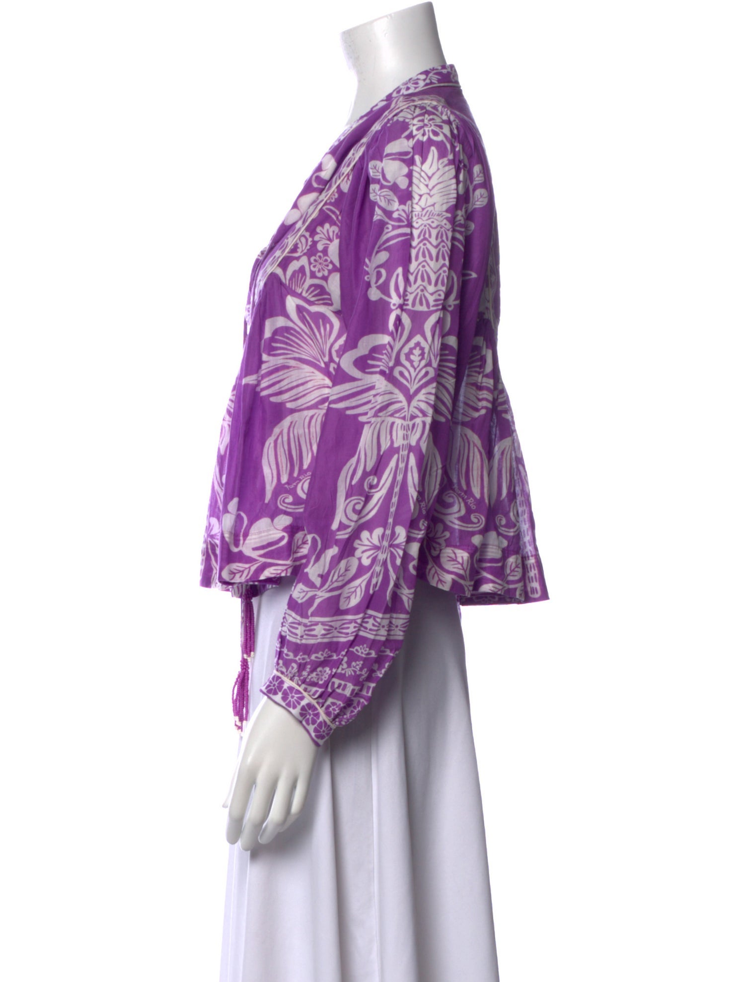 Farm Rio Floral Print V-Neck Blouse