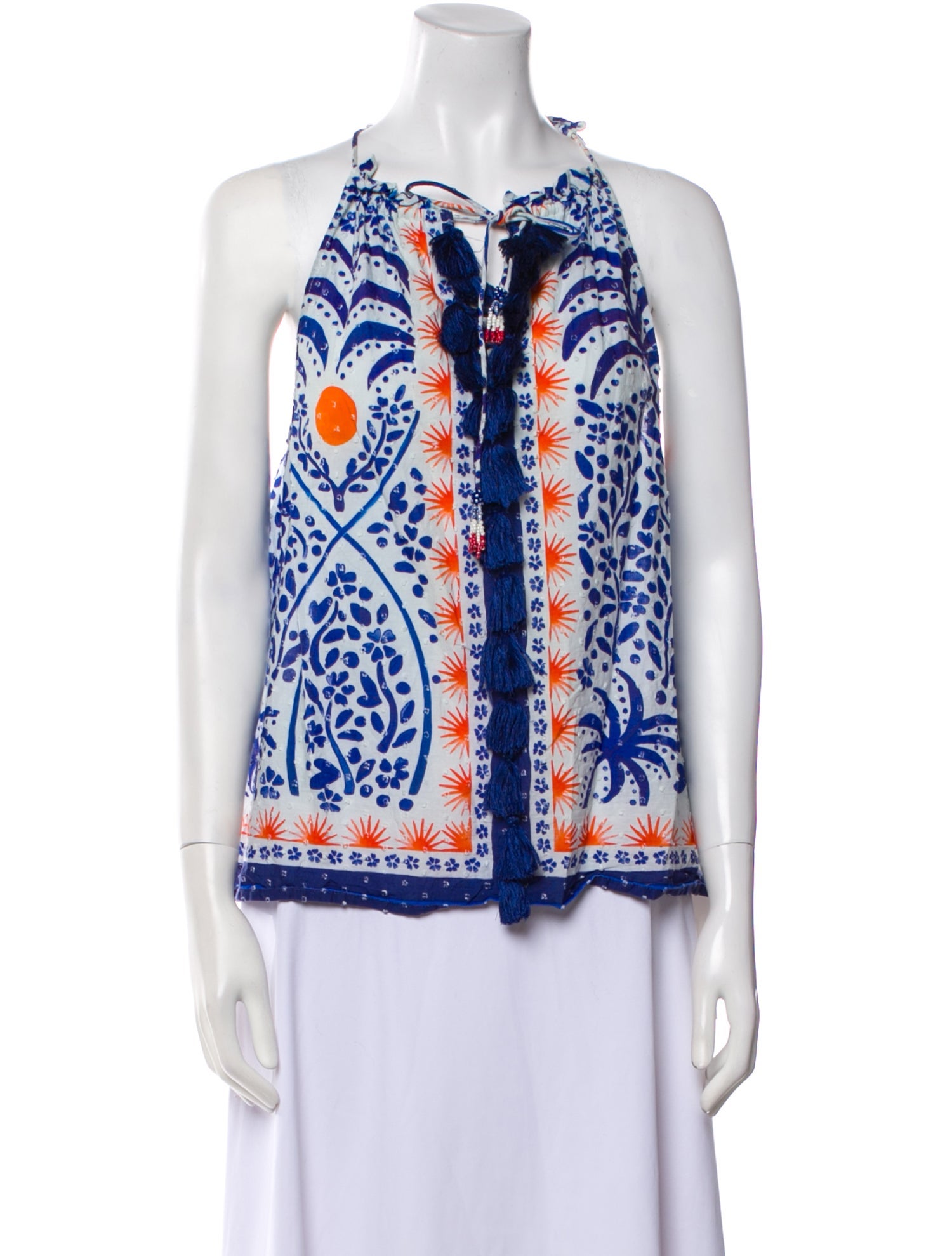 Farm Rio Printed Tie Neck Blouse