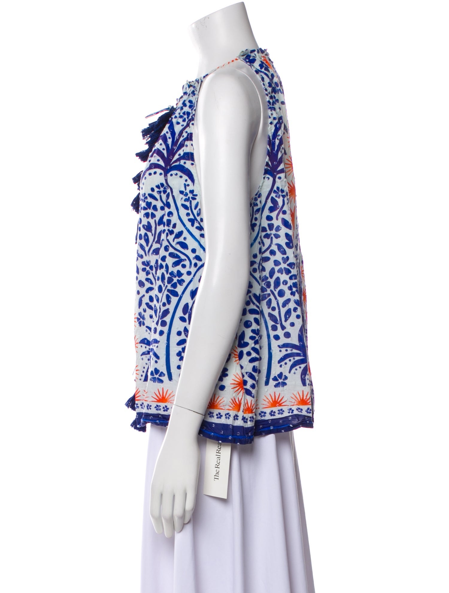 Farm Rio Printed Tie Neck Blouse