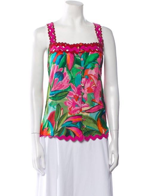 Farm Rio Floral Print Square Neckline Top