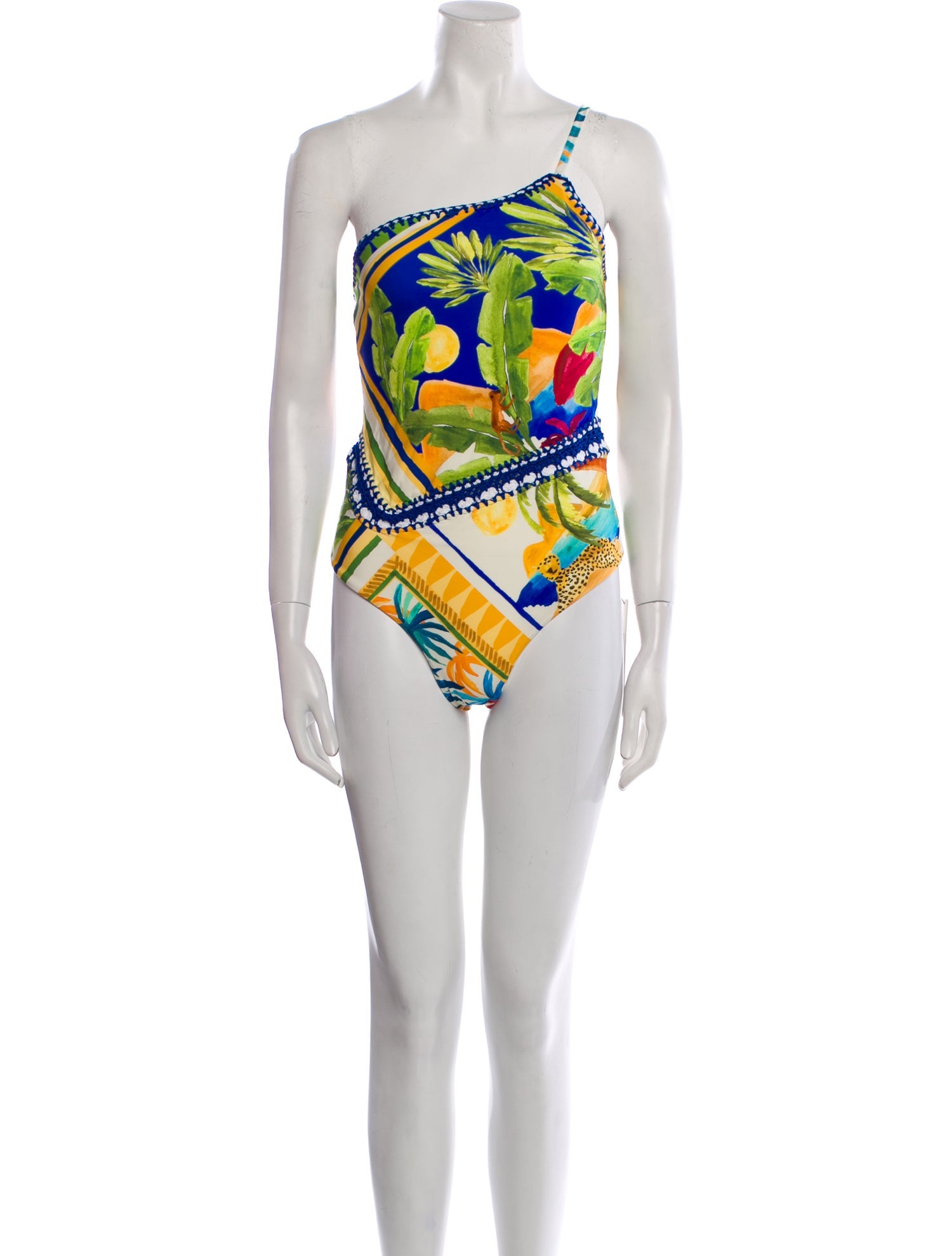 Farm Rio Floral Print Crochet Trim One-Piece w/ Tags