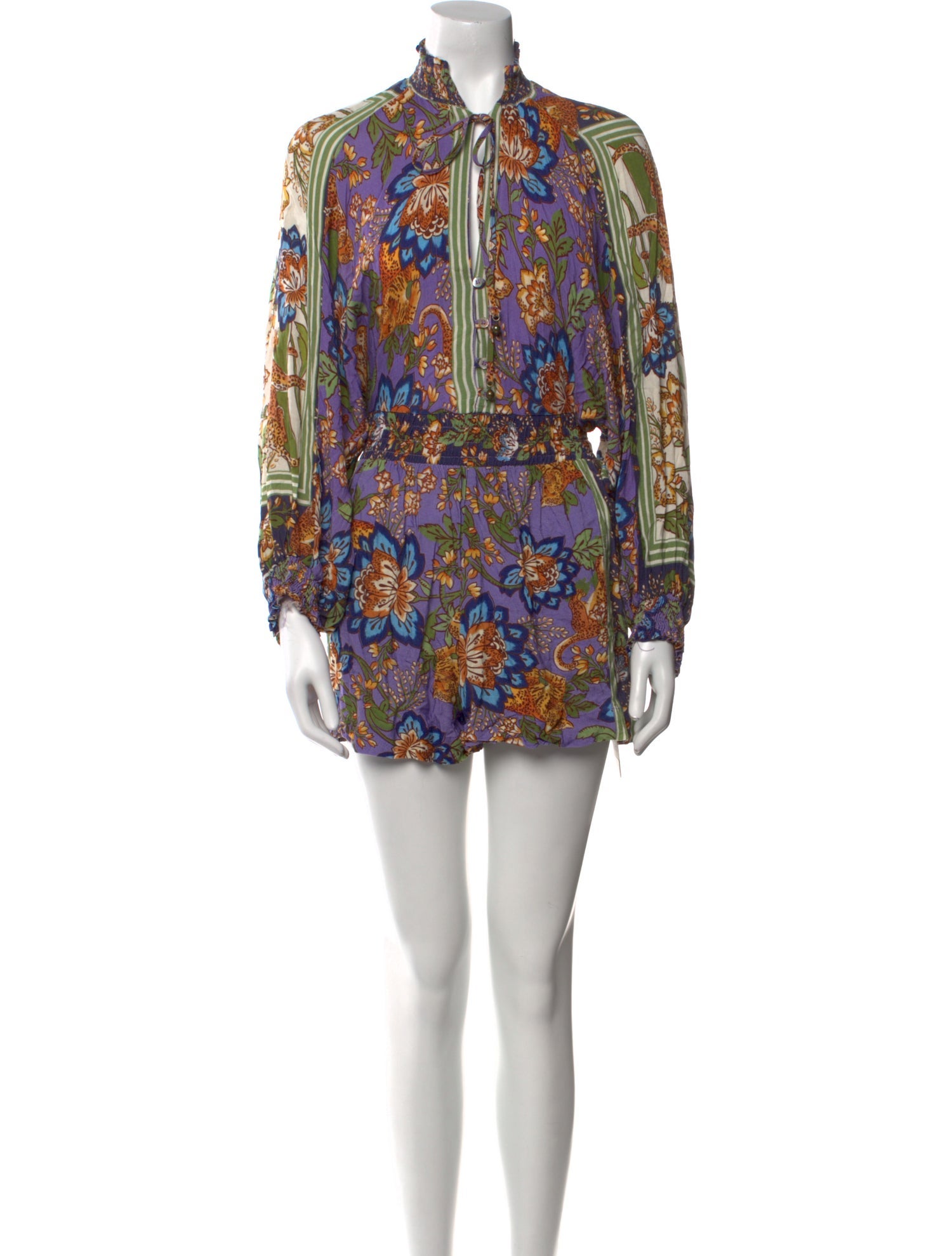 Farm Rio Printed Crew Neck Romper