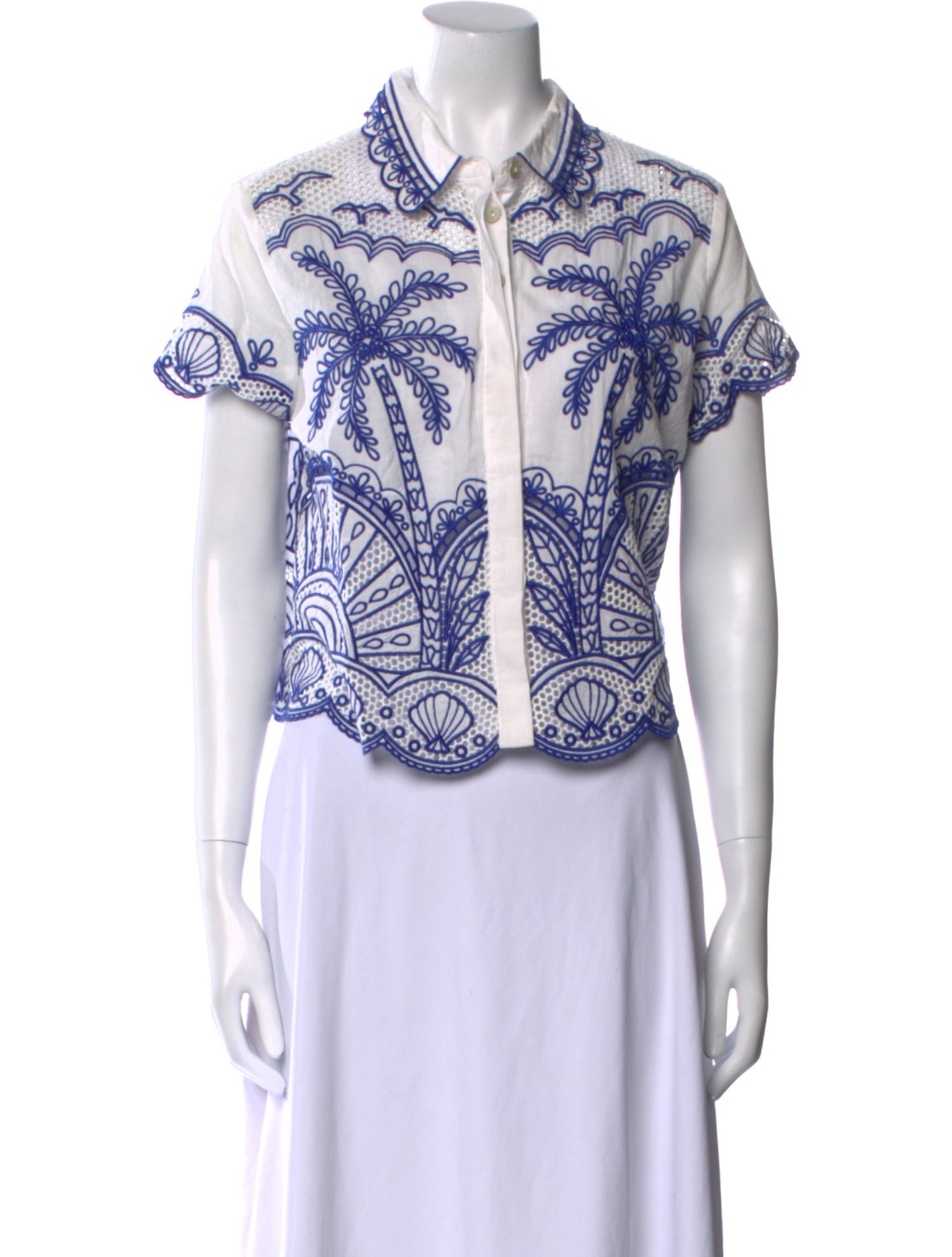 Farm Rio Printed Short Sleeve Button-Up Top w/ Tags